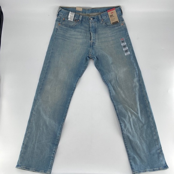 Levi's 501 Men's Blue Original Button Fly Straight Leg Jeans Size 32x32 - Picture 3 of 10